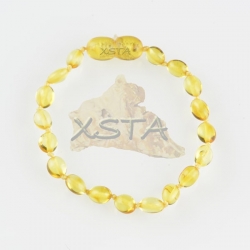 Amber teething bracelet olive light yellow polished